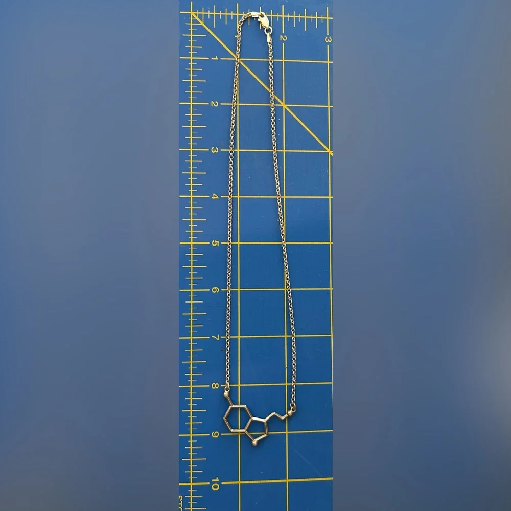 18” Sterling Silver Seratonin Molecule Necklace - Picture 2 of 4